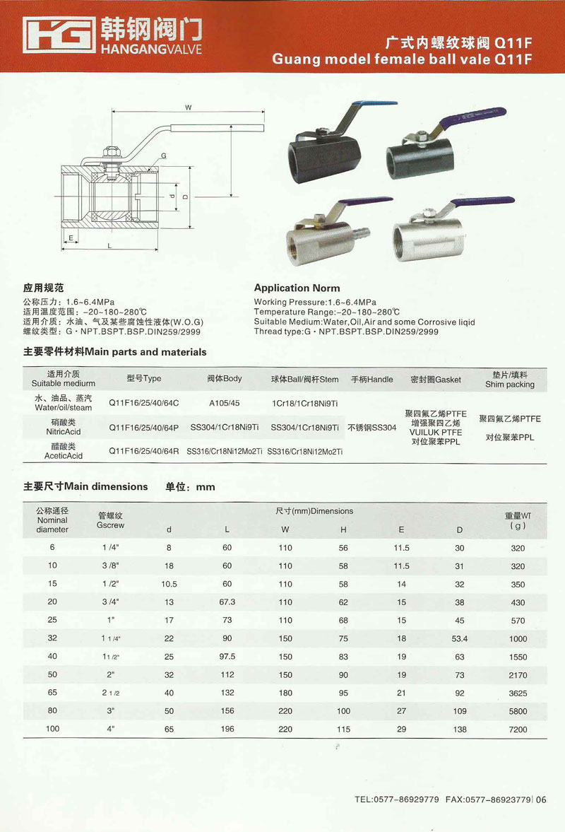 廣式內螺紋球閥